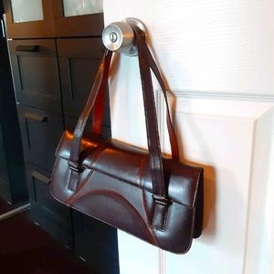 Bcbg maxazria brown leather satchel handbag.